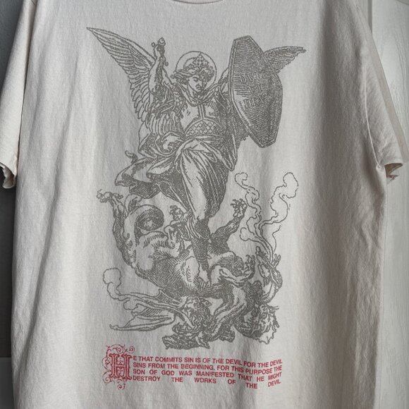 MNML DEFEAT YOUR DEMONS TEE M2023T320OWT OFF WHITE Size Small - Picture 3 of 6